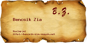 Bencsik Zia névjegykártya